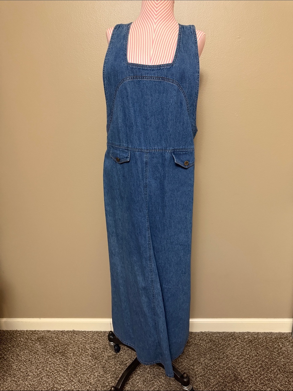 Denim Overall Dress One-Piece in Blue